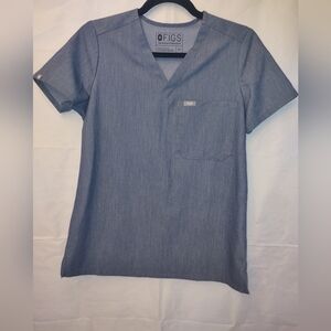 Figs Heather Denim Catarina One-Pocket Scrub Top